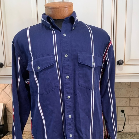 Vintage WRANGLER Striped Blue/Red Button Up Shirt